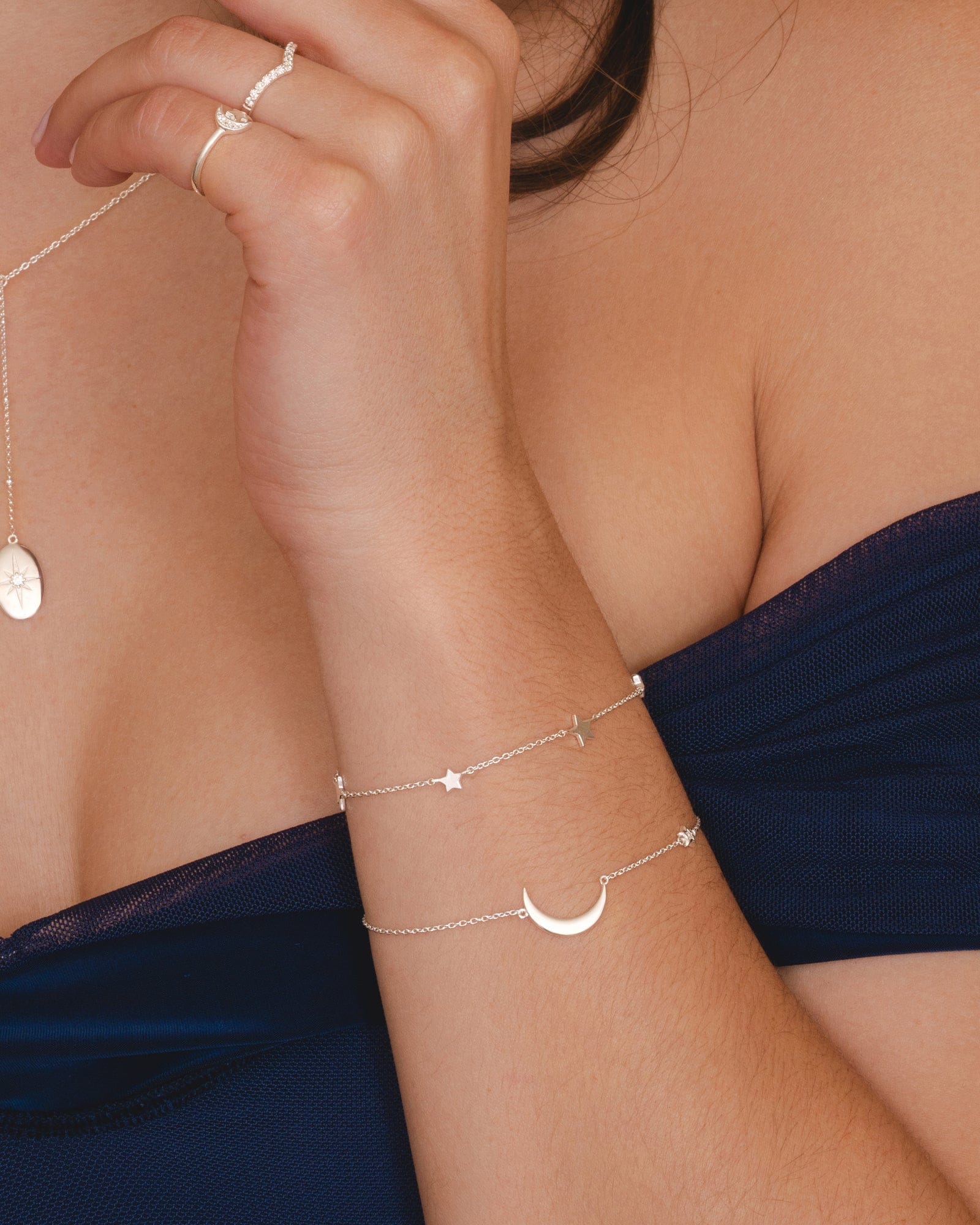 Sterling Silver and Cubic Zirconia Star Bracelet