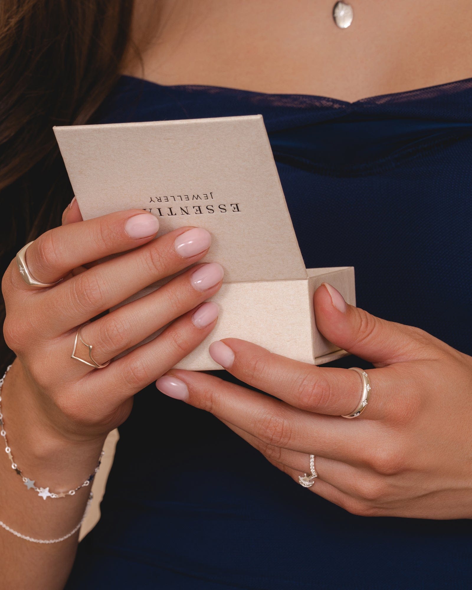 Cubic Zirconia North Star Studded Band Ring