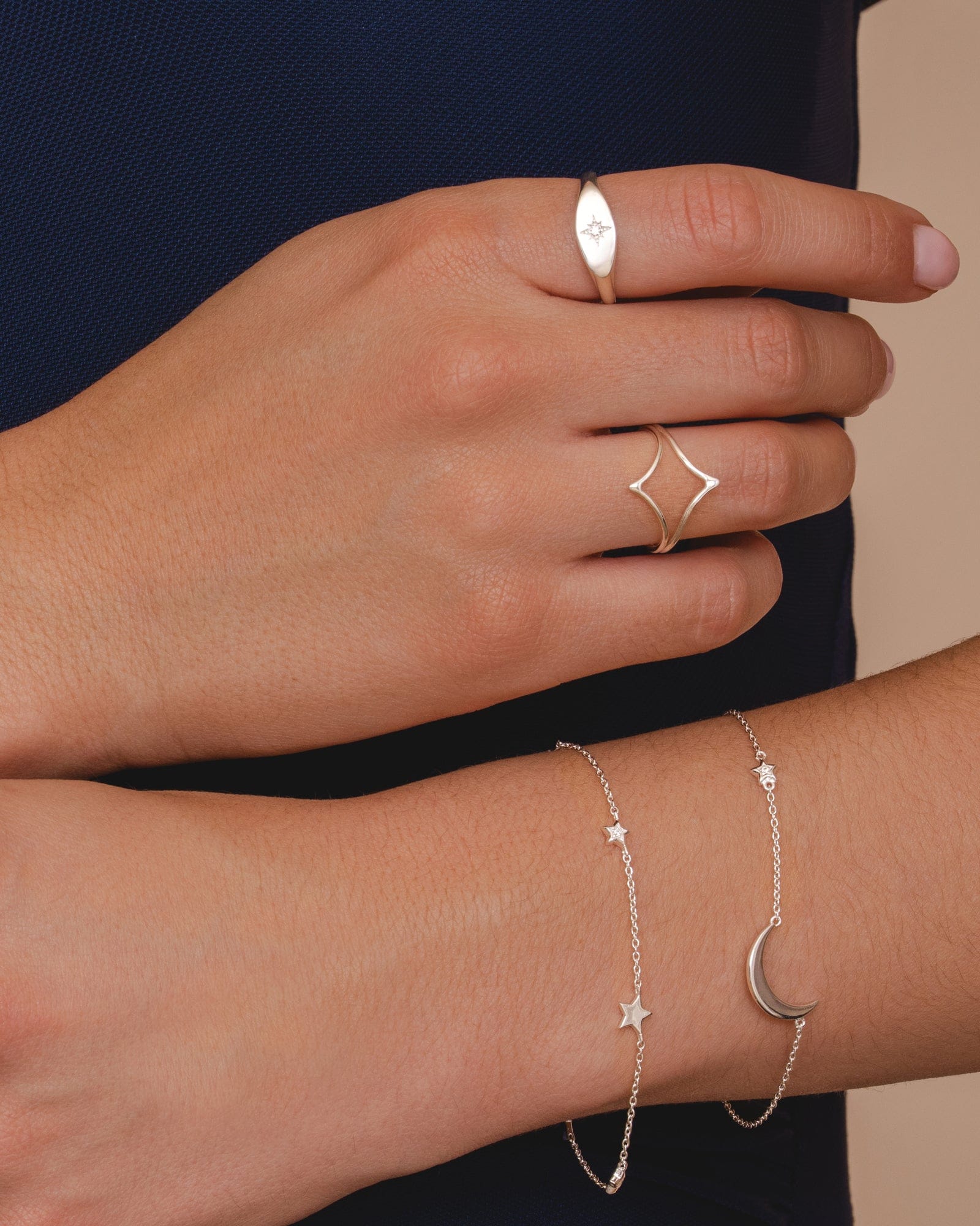 Sterling Silver and Cubic Zirconia Star Bracelet