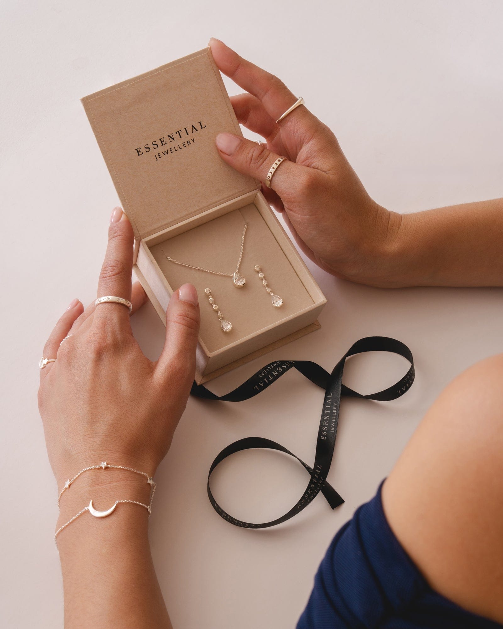 Sterling Silver Moon And Star Asymetric Bracelet