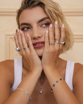 Sterling Silver Trace and Bead Bracelet