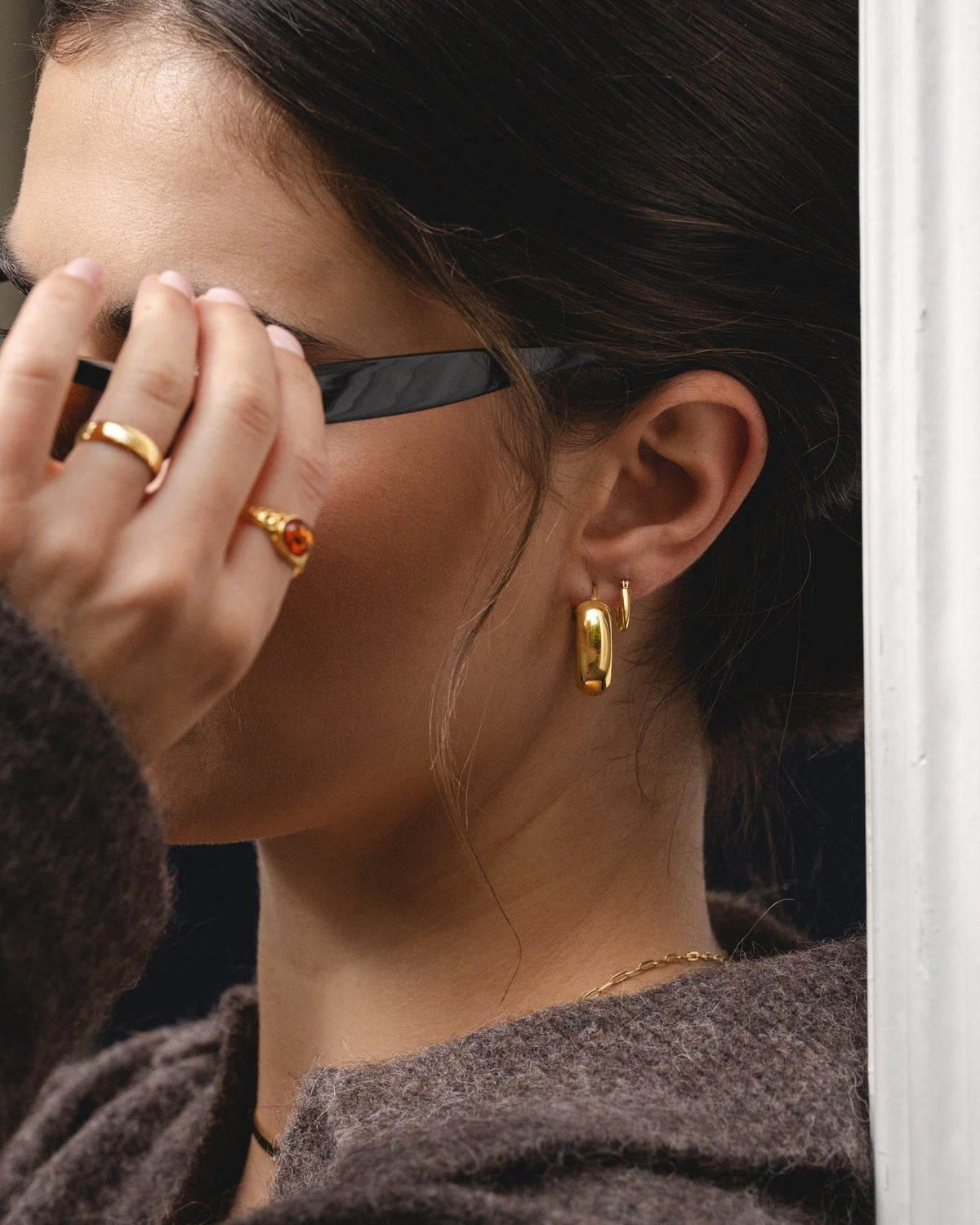 Sterling Silver D Shaped Chunky Hoops