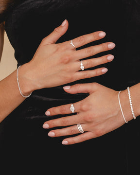 Sterling Silver and Claw Set Cubic Zirconia Slider Tennis Bracelet