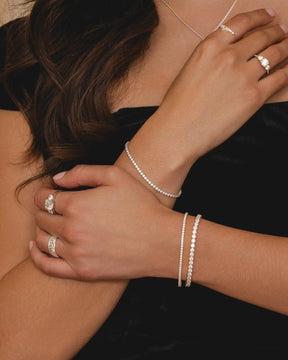 Sterling Silver and Cubic Zirconia Square Set Tennis Bracelet