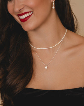 Sterling Silver and Cubic Zirconia Tennis Necklace