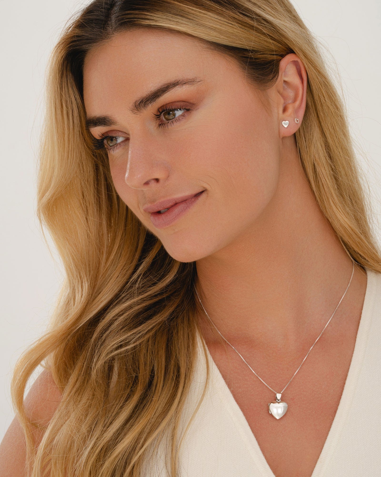 Sterling Silver Simple Heart Studs