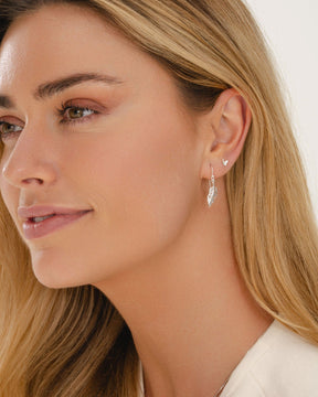 Sterling Silver Feather Drop Earrings