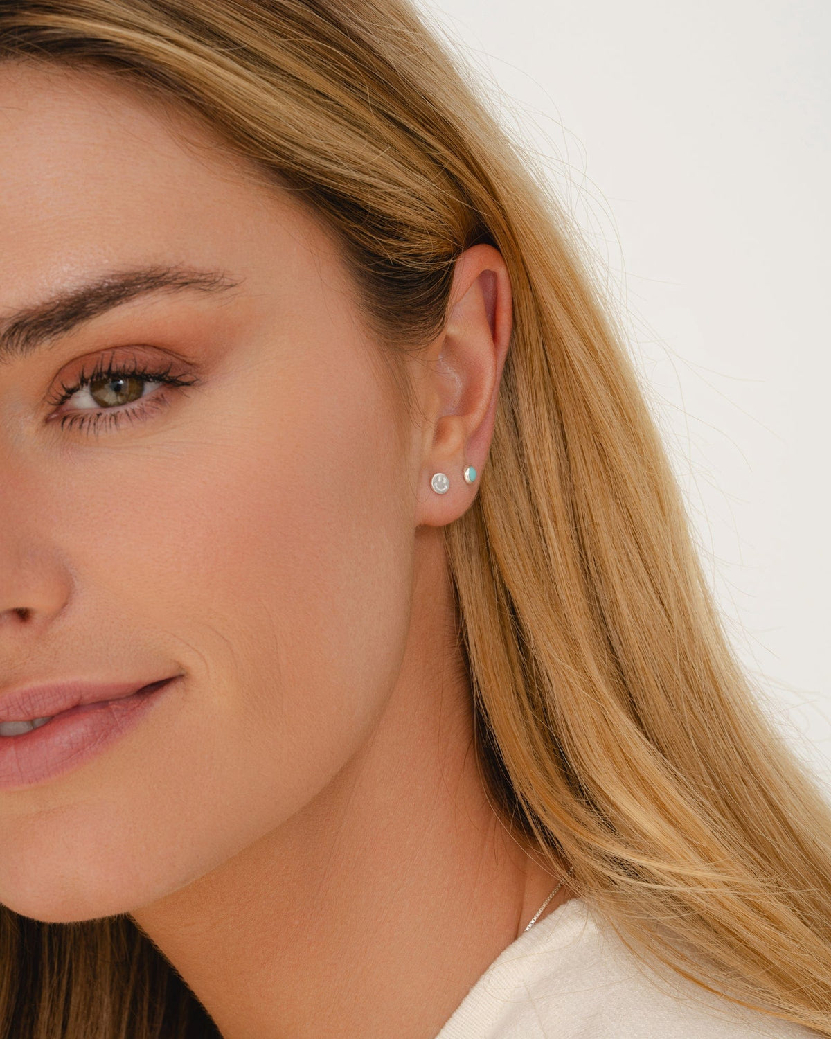 Sterling Silver Smiley Studs