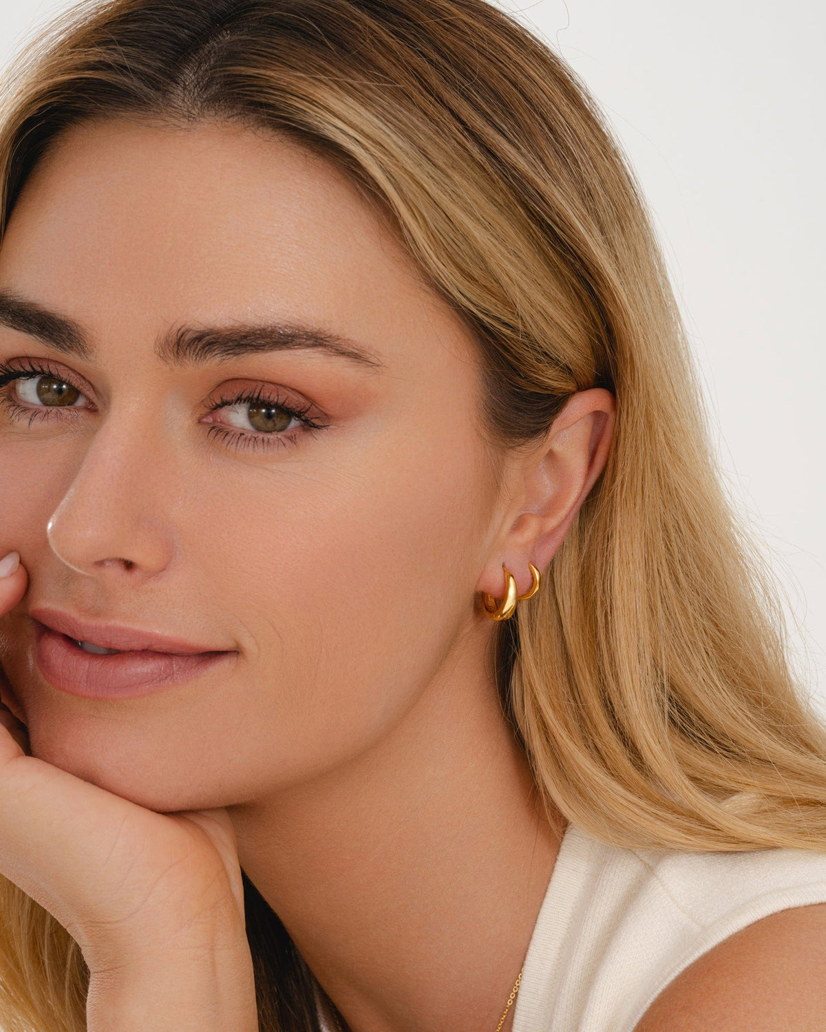 Gold Plated Tapered Huggie Hoops