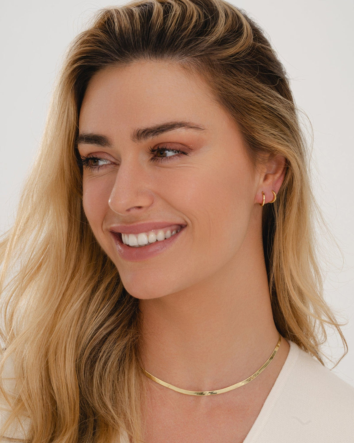 Gold Plated Fine Herringbone Necklace