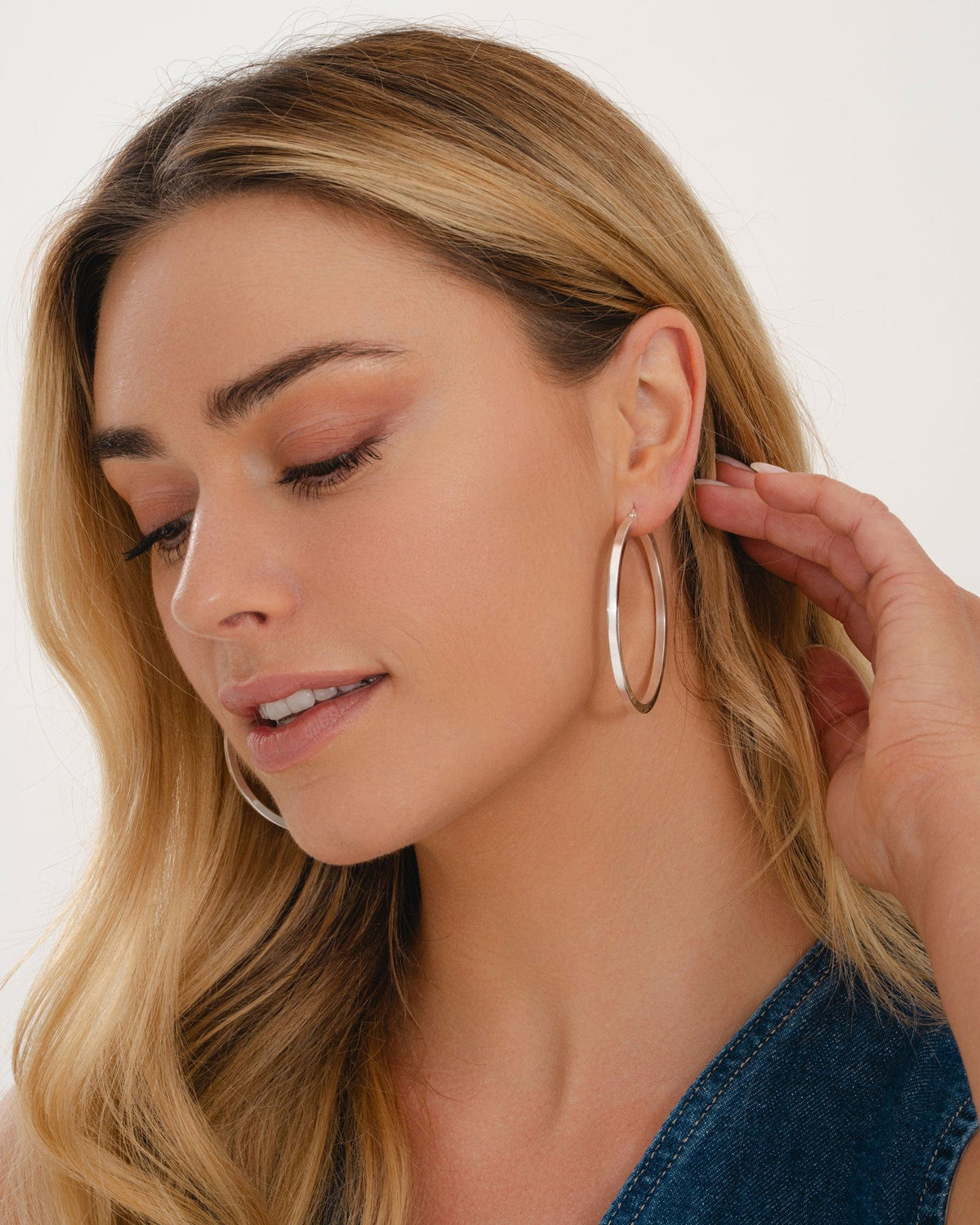 Sterling Silver 55mm Square Tube Hoops