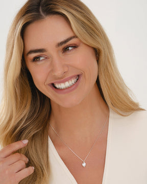 Sterling Silver and Cubic Zirconia Claw Set Heart Pendant