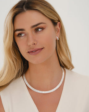 Sterling Silver Diamond Cut Collar Necklace