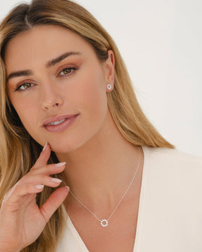 Sterling Silver and Cubic Zirconia Marquise Flare Necklace
