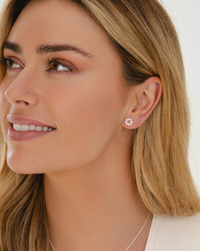 Sterling Silver and Cubic Zirconia Marquise Flare Studs