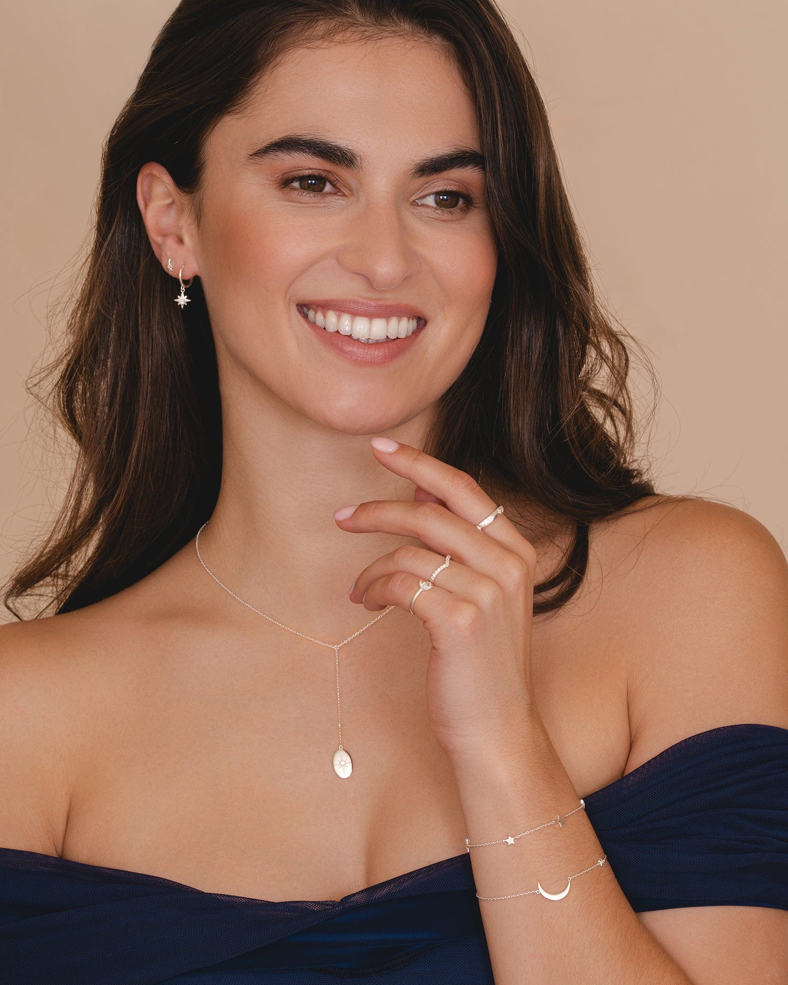 Cubic Zirconia North Star Studded Band Ring