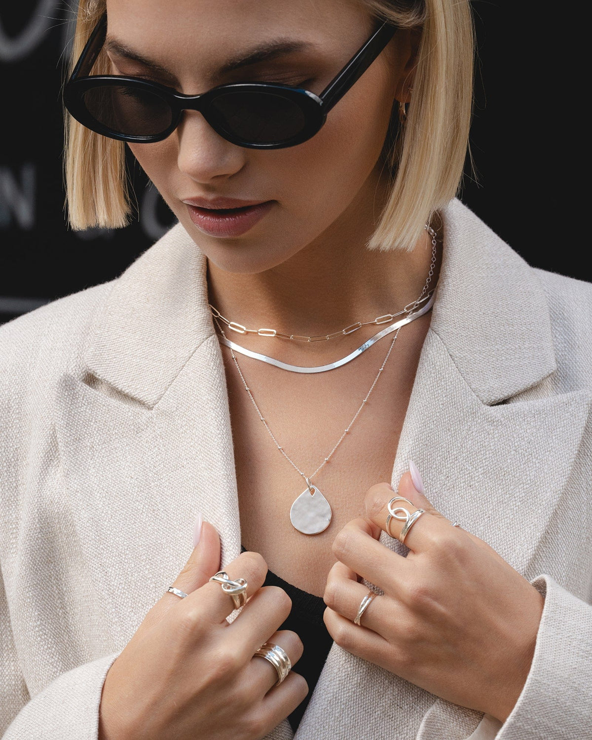 Sterling Silver Fine Herringbone Necklace