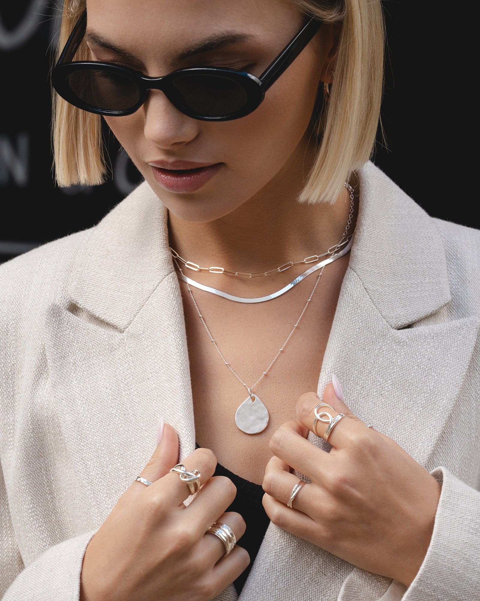 Sterling Silver Fine Herringbone Necklace