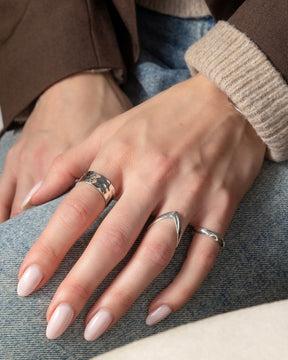 8mm Hammered Sterling Silver Band Ring