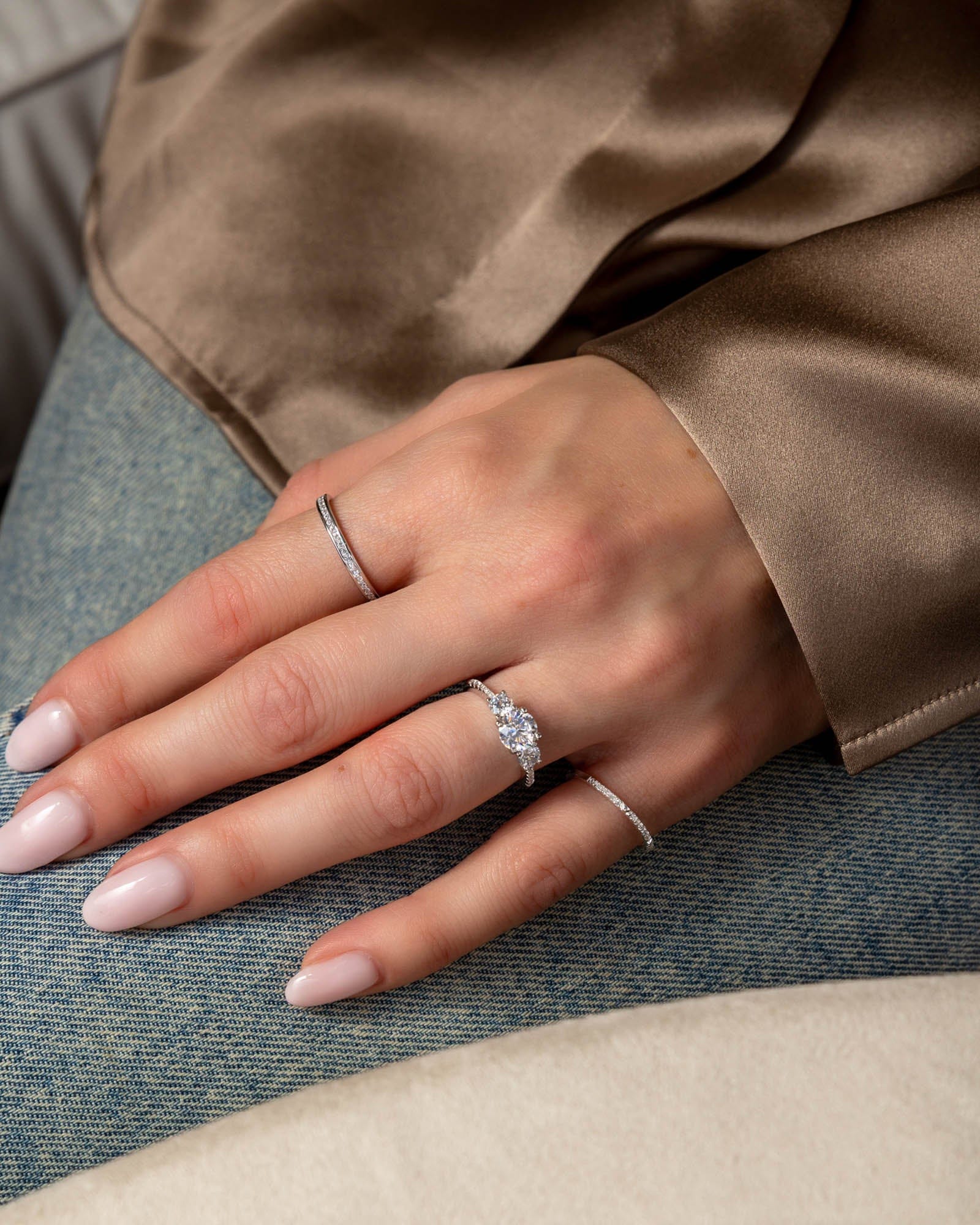 Sterling Silver Triple Solitaire Ring