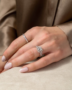 Square Micro-Set Cubic Zirconia and Sterling Silver Ring