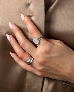 Sterling Silver and Oval Gemstone Ring