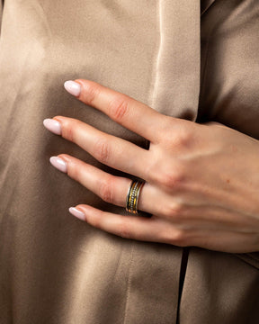 Sterling Silver and Gold Plate Dotted Band Spinning Ring