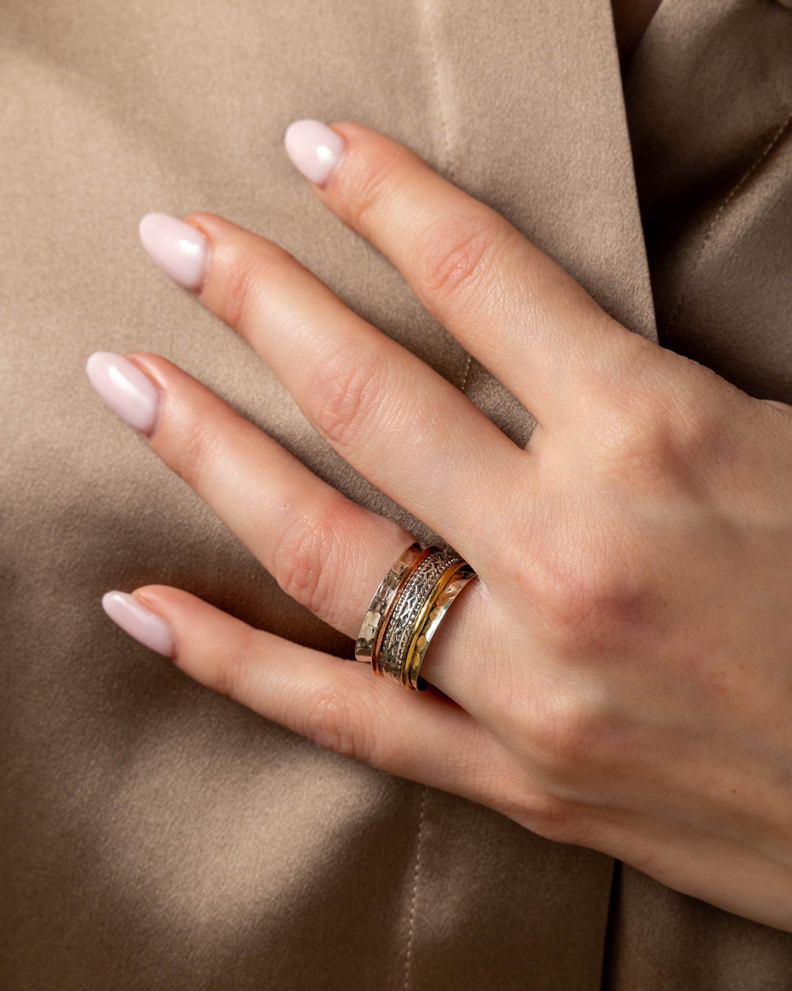 Sterling Silver Tri-Tone Spinning Ring