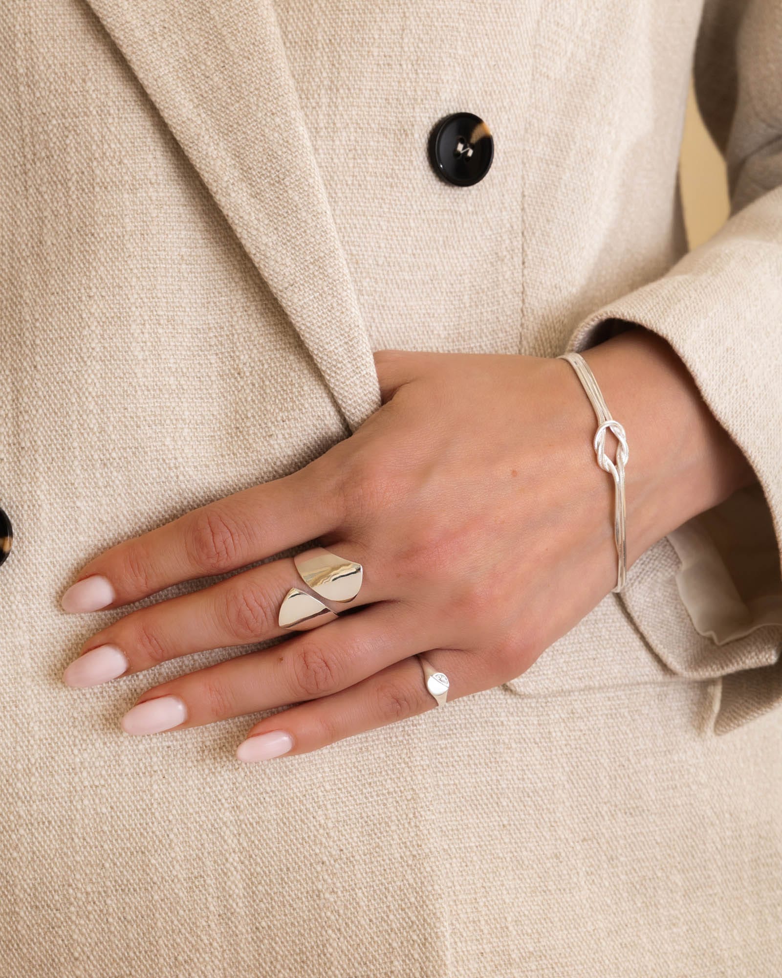Sterling Silver and Cubic Zirconia Mini Signet Ring