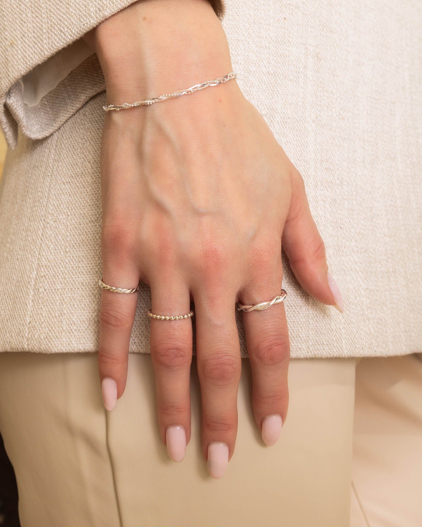 Sterling Silver Braided Chain Bracelet