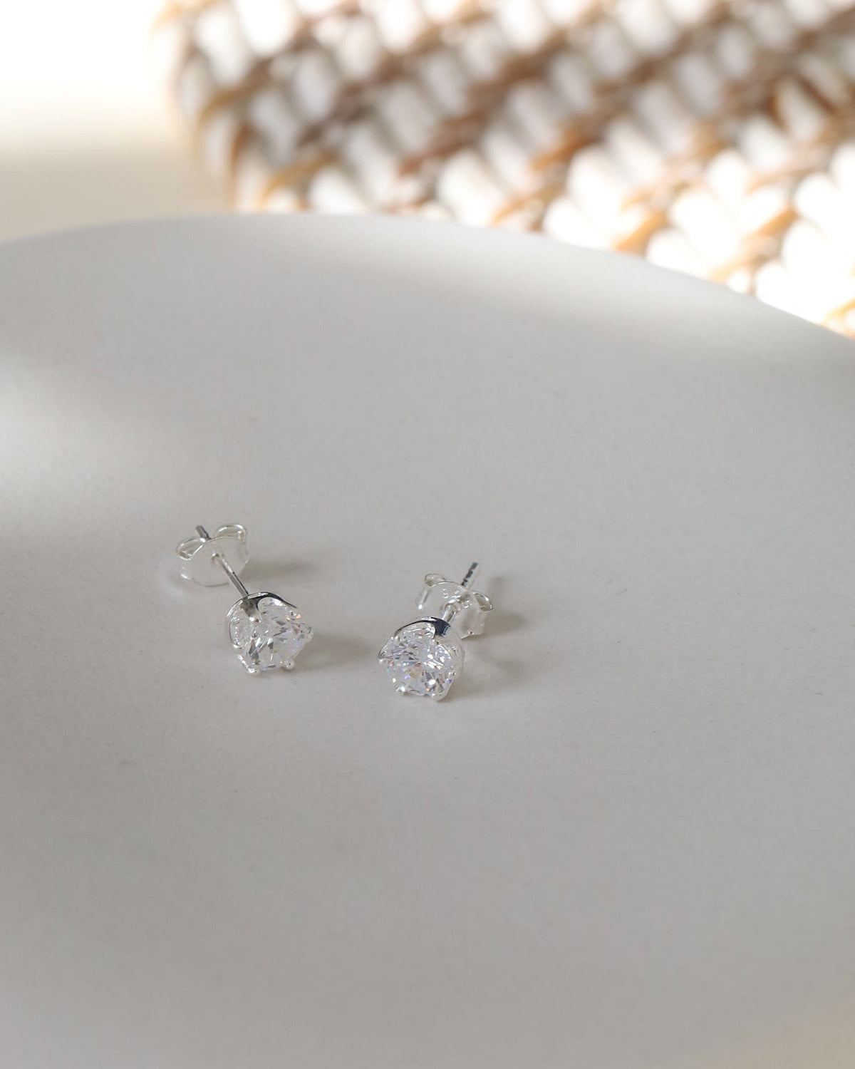 5mm Claw Set Cubic Zirconia and Sterling Silver Studs