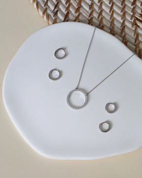 Sterling Silver Pave Circle Necklace
