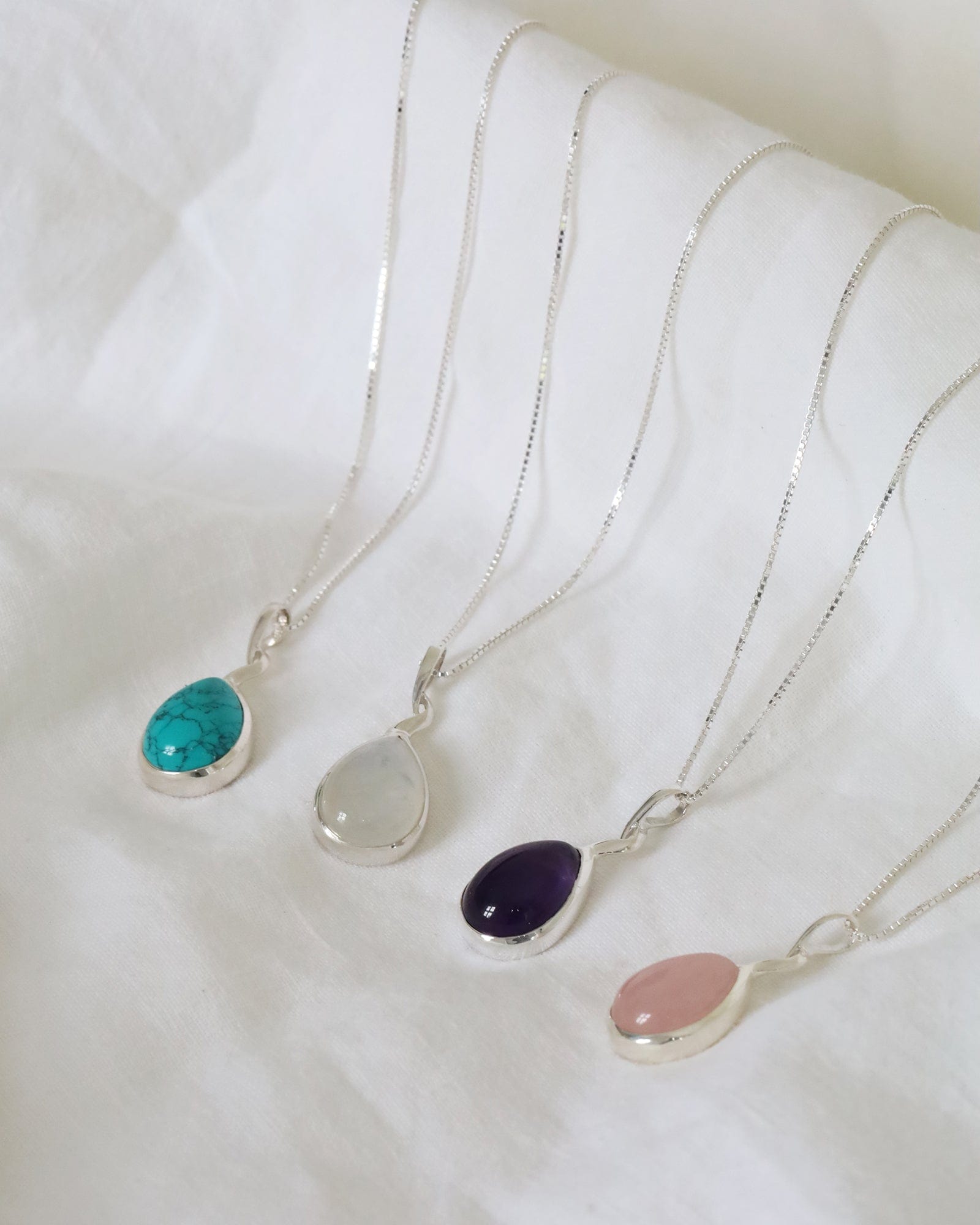 Sterling Silver and Gemstone Twisted Teardrop Pendant