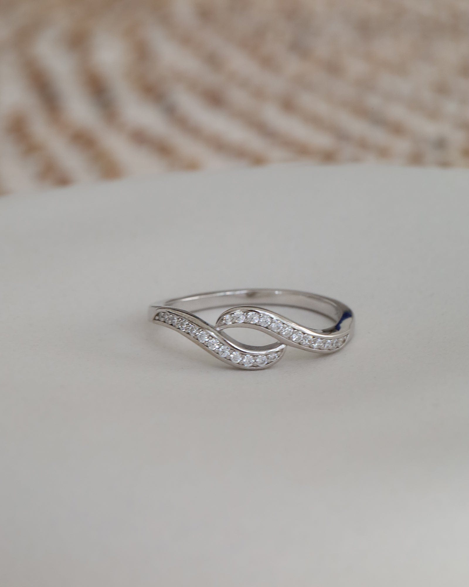 Sterling Silver and Cubic Zirconia Crossover Waves Ring