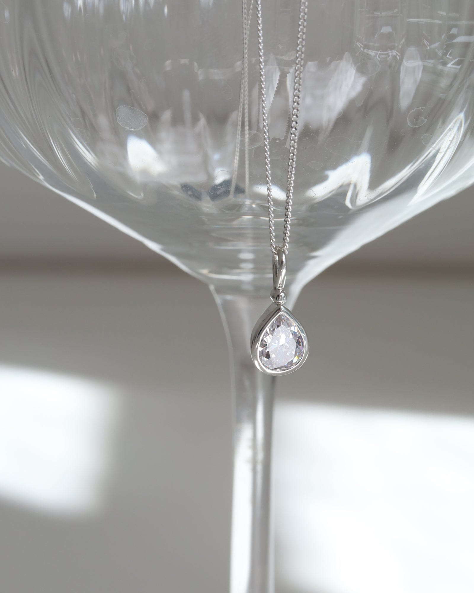 Sterling Silver and Cubic Zirconia Teardrop Pendant