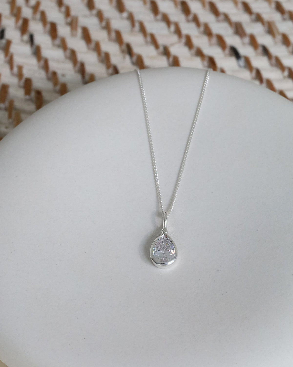 Sterling Silver and Cubic Zirconia Teardrop Pendant