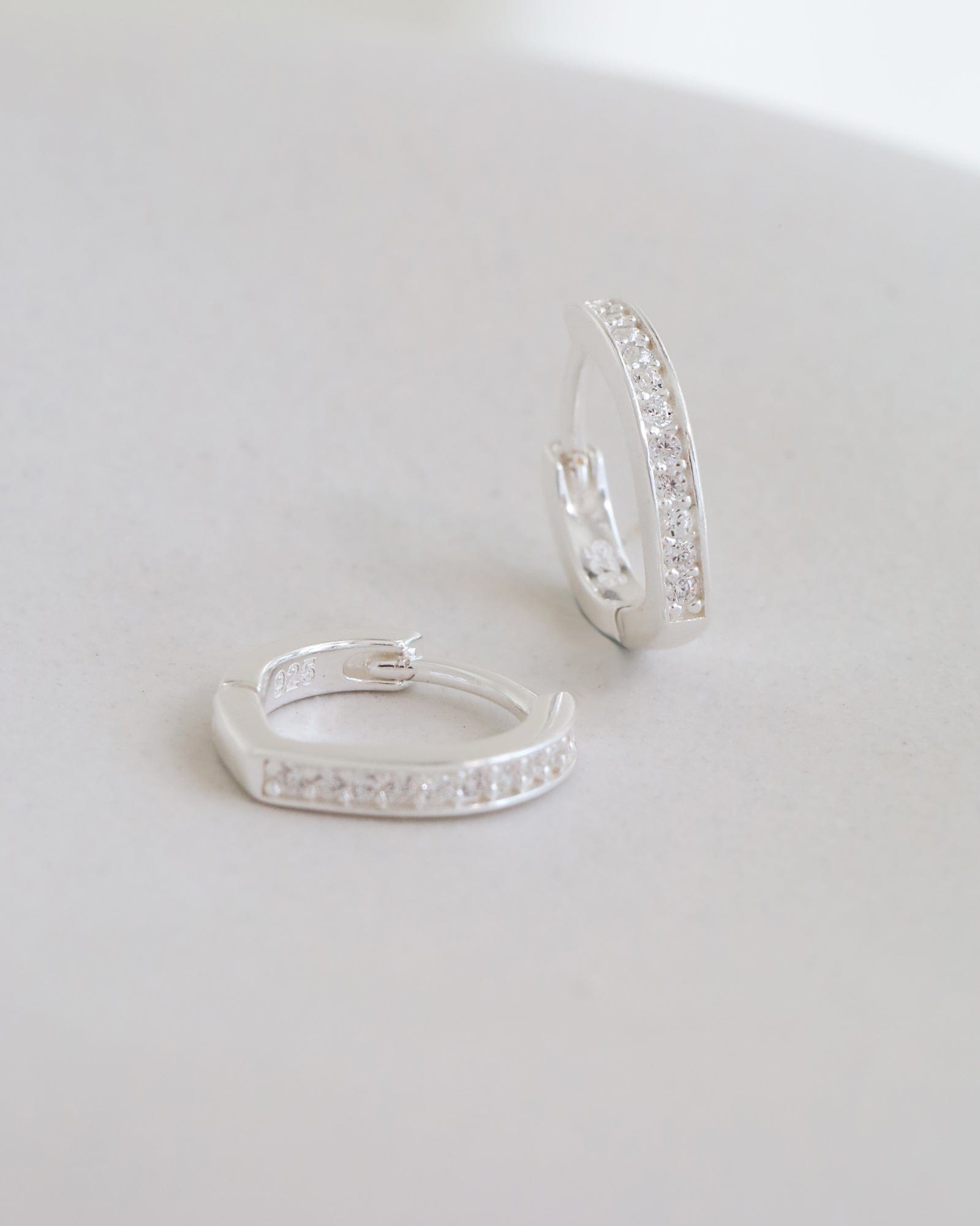 Sterling Silver and Cubic Zirconia Elegant Pointed Hoops