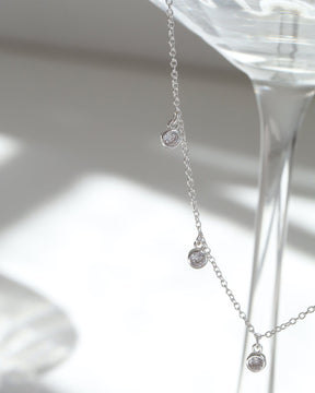 Sterling Silver and Cubic Zirconia Station Charms Necklace