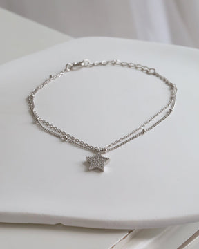 Sterling Silver Double Chain Star Bracelet