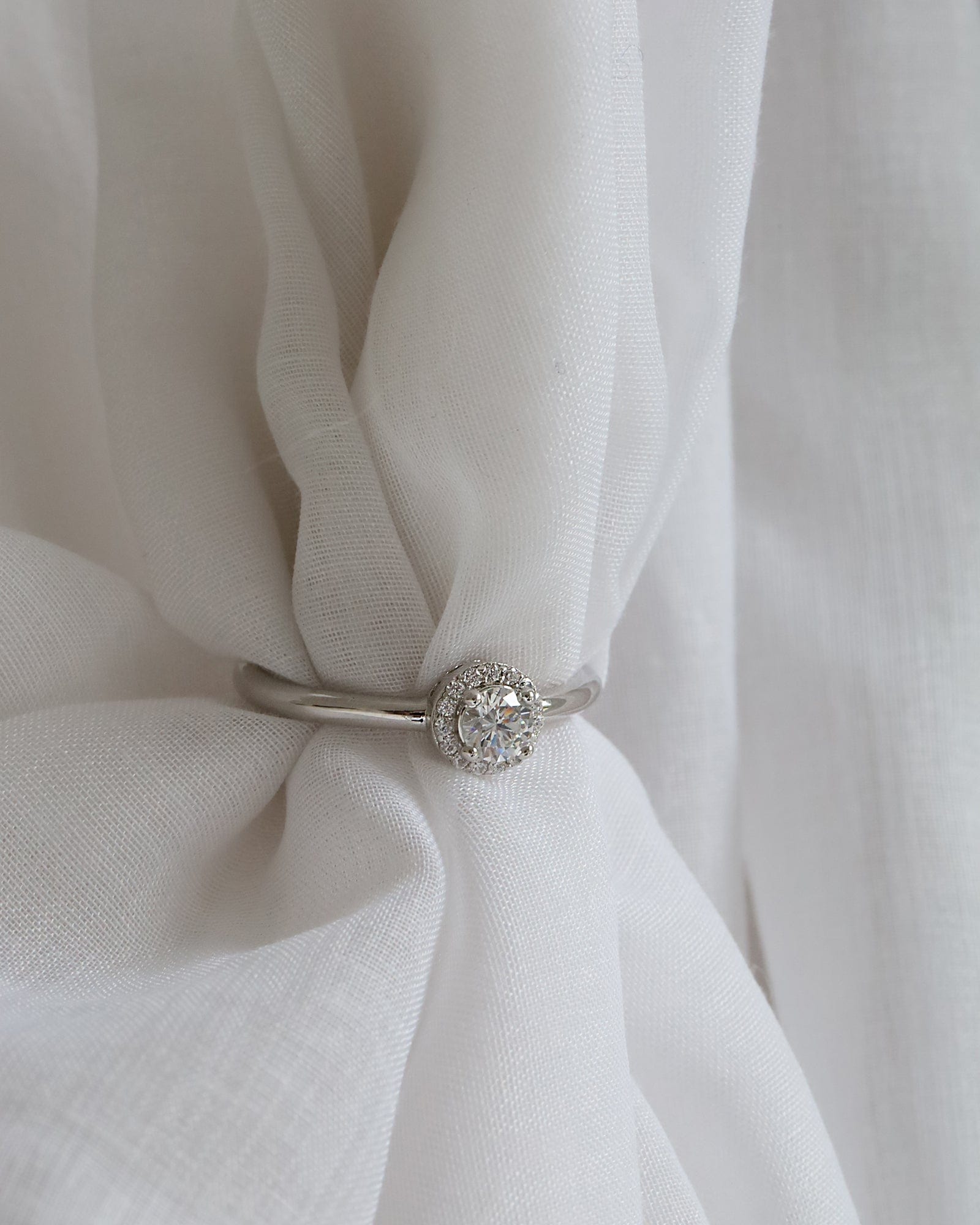 Sterling Silver and Cubic Zirconia Mini Halo Ring