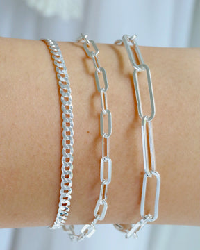 Sterling Silver Flat Curb Chain Bracelet