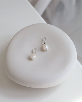 Sterling Silver Simple Pearl Drop Earrings