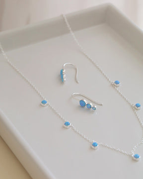 Sterling Silver and Blue Opal Triple Stone Drop Earrings