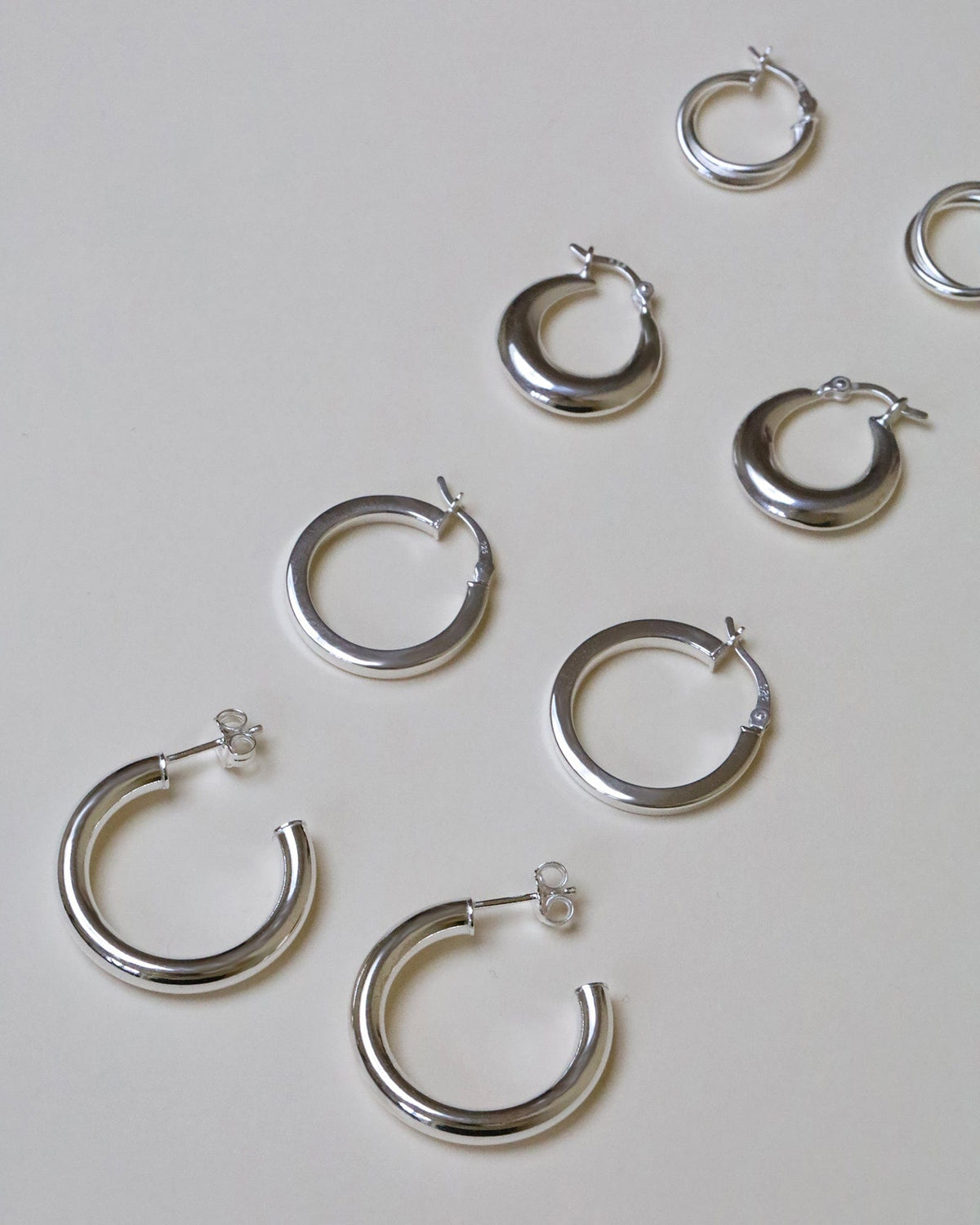 Sterling Silver Chunky Tube Hoops