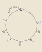 Sterling Silver and Cubic Zirconia Celestial Charm Bracelet