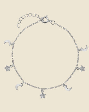 Sterling Silver and Cubic Zirconia Celestial Charm Bracelet