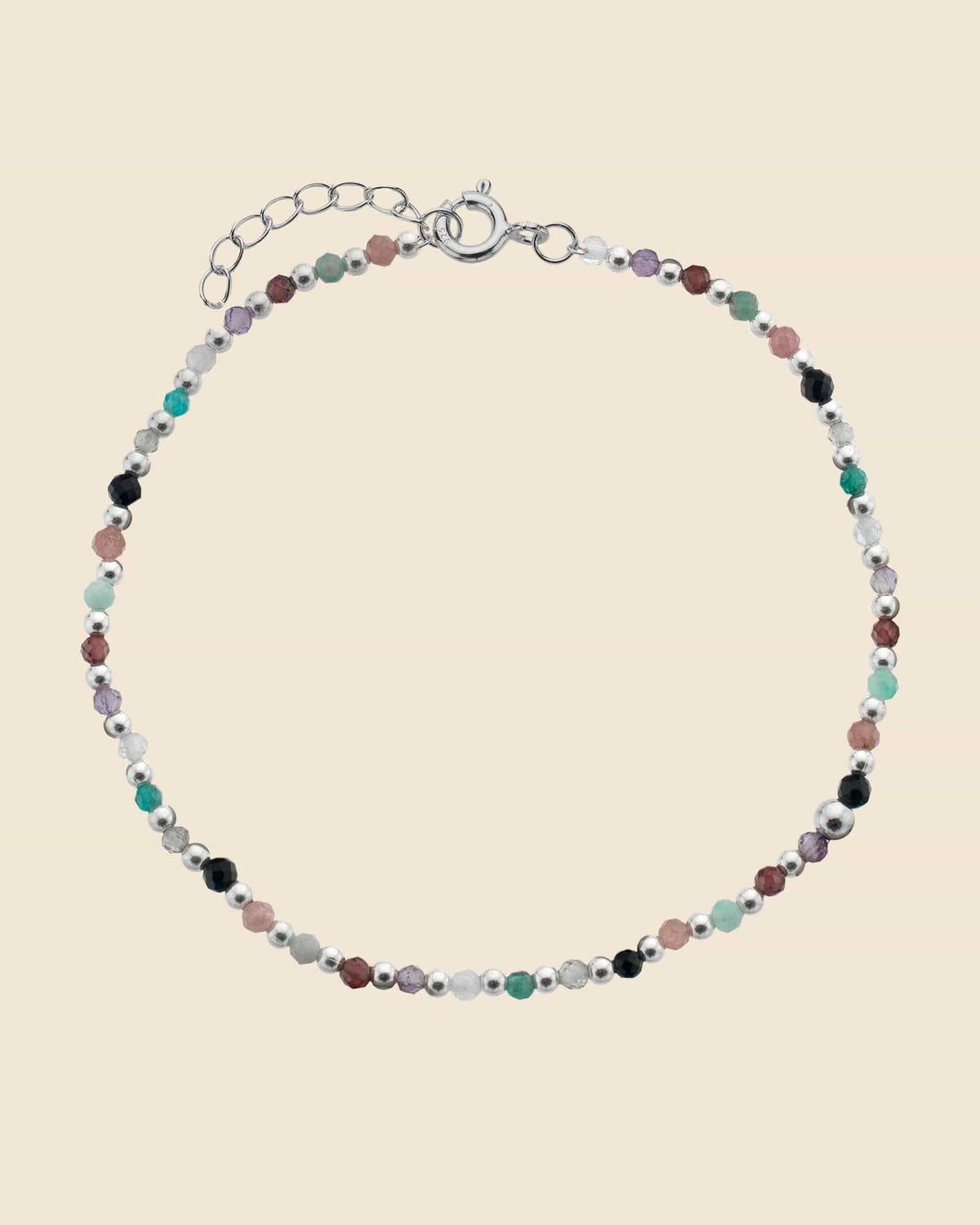 Sterling Silver and Gemstone Beaded Bracelet