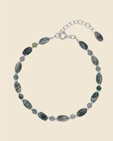 Sterling Silver and Moss Agate Beaded Bracelet