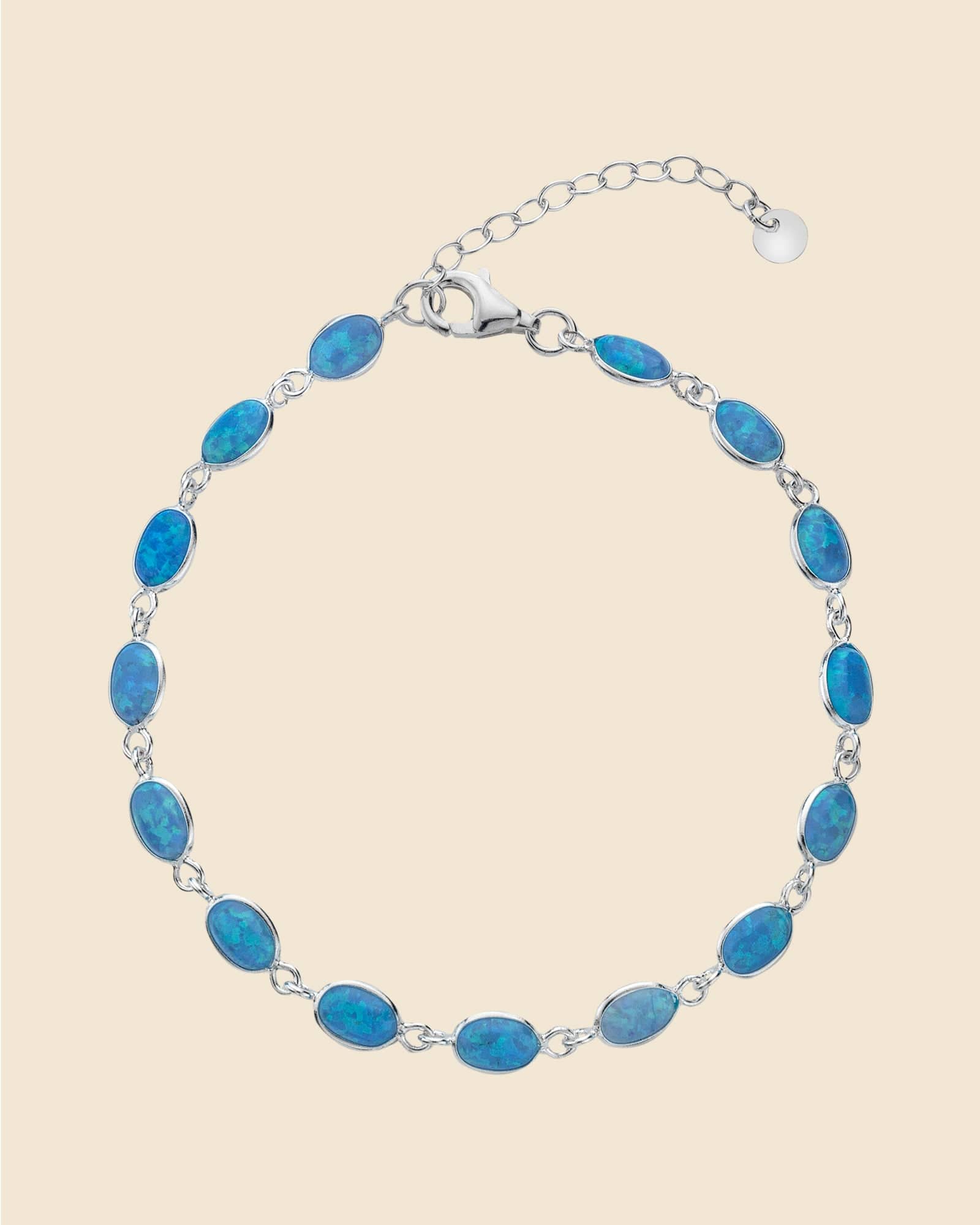 Sterling Silver and Blue Opalique Oval Bracelet