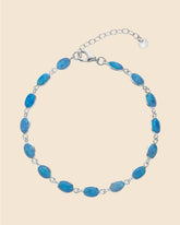 Sterling Silver and Blue Opalique Oval Bracelet